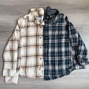 Boys Flannel Button Down Shirt Lot Old Navy Vans Size L (10-12) and 7/XL